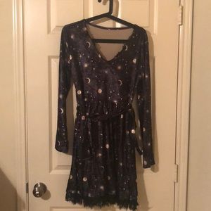 Beautiful black velour celestial dress NEW wot